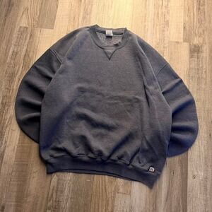 vintage russell athletic blank crewneck faded navy XL 90s 🩶